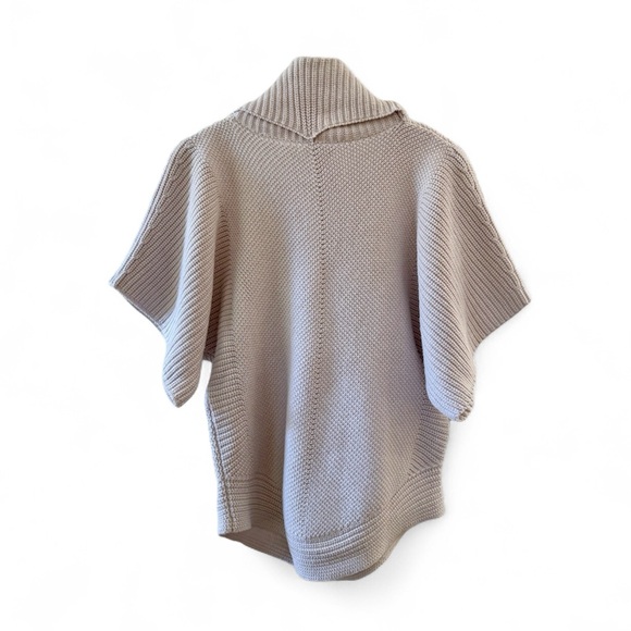 Margaret O’Leary Chunky Knit Cowl Neck Poncho Sweater, Short Sleeves sz. S - Picture 5 of 17